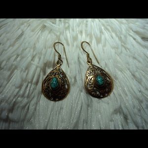 Gold & Blue Earrings